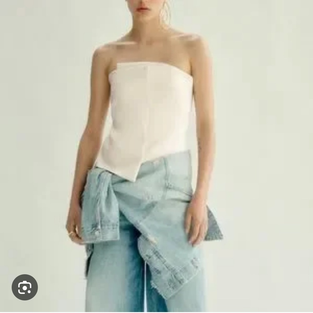 NWT Zara Ivory Satin Asymmetrical Top